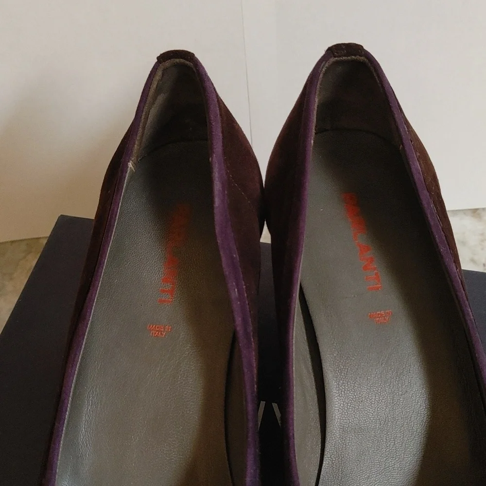 Parlanti Brown and Purple Suede Square Toe Heels Size 40